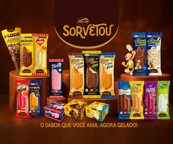 Tortuguita, 7Belo e Butter Toffees viram sorvetes em linha da Arcor com Grupo Los Los